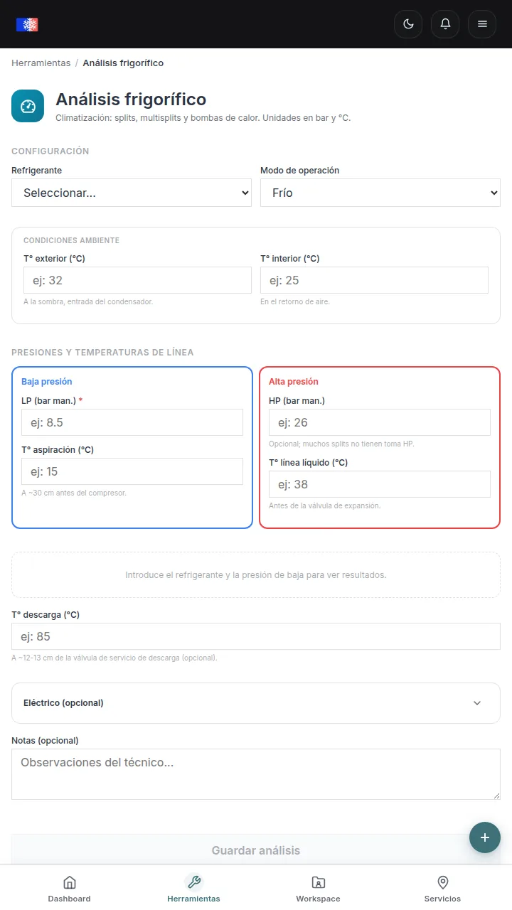 Captura móvil de herramientas técnicas en AirconCheck